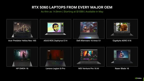 RTX 5060移动版悄然上市:桌面版核心缩水15%