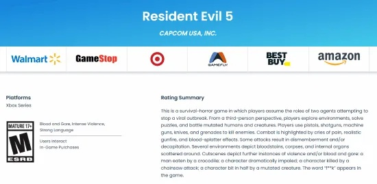 生化危机5通过ESRB分级,能在现代主机玩到吗?